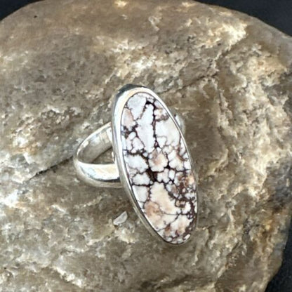 Men's and Women's Wild Horse Turquoise Ring | Navajo Sterling Silver | Sz 7 | 17358