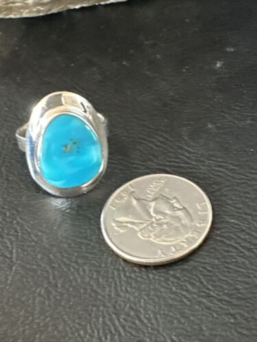 Sterling Silver Blue Kingman Turquoise Ring | Sz 10 | Authentic Native American Handmade | 17600
