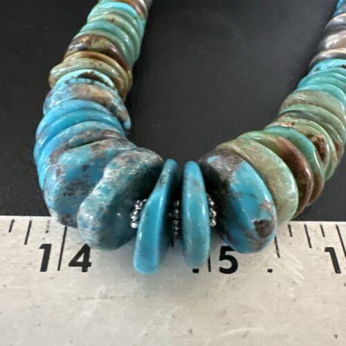 Blue-Green Turquoise Necklace | Navajo Sterling Silver | Authentic Native American Handmade | 21" | 16960