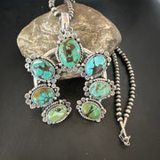 Men's Blue Spiderweb Turquoise Naja Pendant Necklace | Navajo Sterling Silver | 16950
