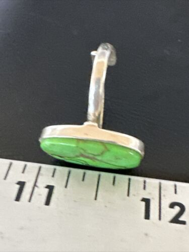Navajo Green Mojave Turquoise Ring | Sterling Silver | Adjustable Sz 10 | Authentic Native American Handmade | 15711 - Masha USA