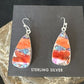 Navajo Blue Turquoise Red Spiny Oyster Inlay Dangle Earrings | Sterling Silver | 15560