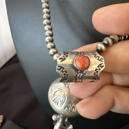 Native American Navajo Sterling Silver Necklace | 3.5" Naja Pendant | 20" | 16480