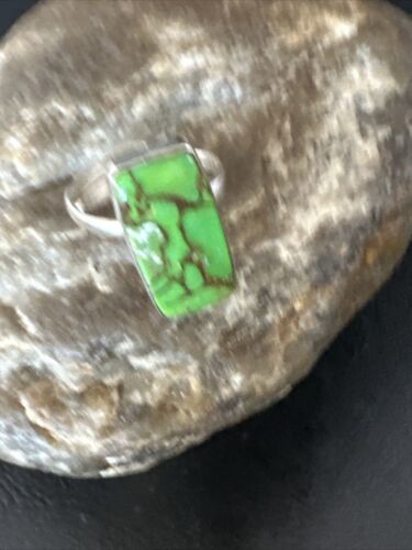 Adjustable Navajo Green Mojave Turquoise Ring | Sterling Silver | Sz 10 | 15710 - Masha USA