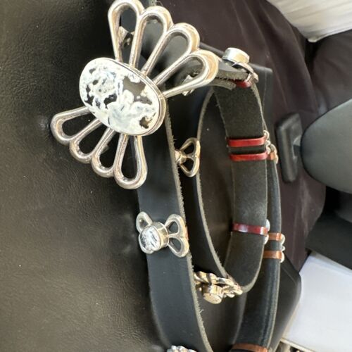 Men's White Buffalo Turquoise Concho Belt | Sterling Silver Navajo Tufa | Authentic Native American Handmade | 16683
