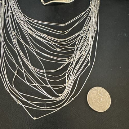 Graduated Bib Heishi Liquid Necklace | Sterling Silver | 24" | 17241