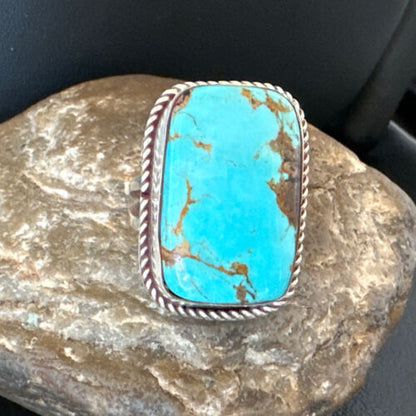 Men's Blue Turquoise #8 Navajo Ring | Sterling Silver | Sz 10.5 | 16637