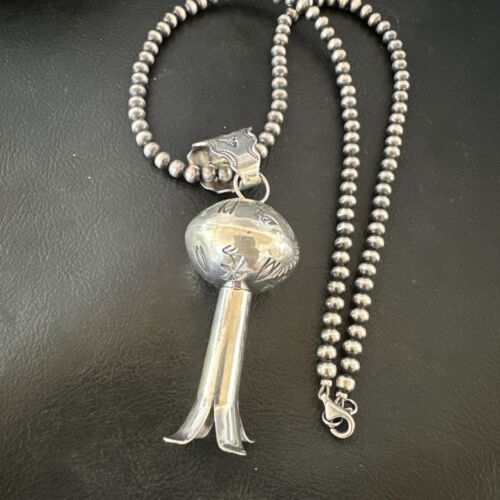 Native American Navajo Sterling Silver Necklace | 3.5" Naja Pendant | 20" | 16479