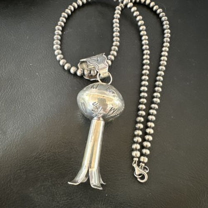 Native American Navajo Sterling Silver Necklace | 3.5" Naja Pendant | 20" | 16479