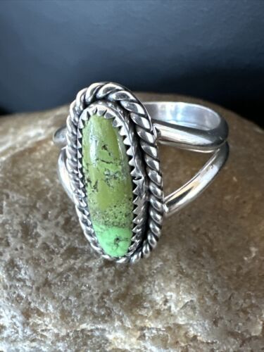 Navajo Green Gaspeite Ring | Sterling Silver | Sz 6.5 | Authentic Native American Handmade | 16402