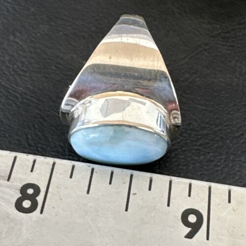 Navajo Blue Larimar Ring | Sterling Silver | Sz 9 | Authentic Native American Handmade | 16601