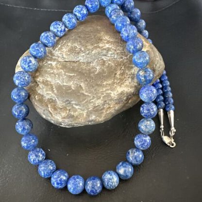 Navajo Blue Denim Lapis Graduated Necklace | Sterling Silver | Authentic Native American | 23" | 16549