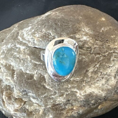 Navajo Blue Kingman Turquoise Ring | Sterling Silver | Sz 6 | Authentic Native American Handmade | 16595