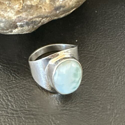 Navajo Blue Larimar Ring | Sterling Silver | Sz 10 | Authentic Native American Handmade | 17653