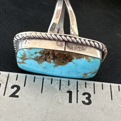 Men's Blue Turquoise #8 Navajo Ring | Sterling Silver | Sz 10.5 | 16637