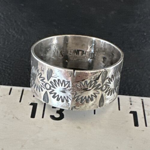 Navajo Stamped Sterling Silver Thumb Ring | Sz 14 | Authentic Native American Handmade | 15128