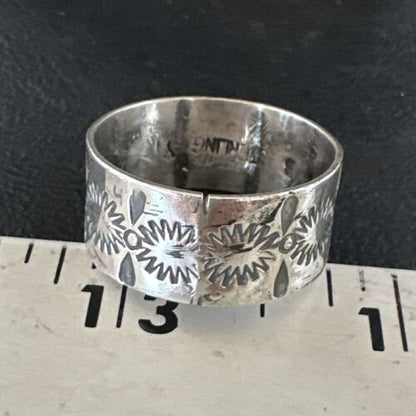 Navajo Stamped Sterling Silver Thumb Ring | Sz 14 | Authentic Native American Handmade | 15128