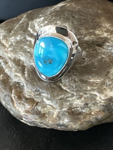 Sterling Silver Blue Kingman Turquoise Ring | Sz 10 | Authentic Native American Handmade | 17600