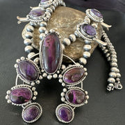Navajo Purple Sugilite Squash Blossom Naja Pendant | Sterling Silver | Native American Handmade | 17206