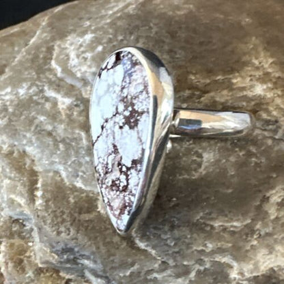 Navajo Wild Horse Turquoise Ring | Sterling Silver | Sz 7 Adjustable | Authentic Native American Handmade | 15547