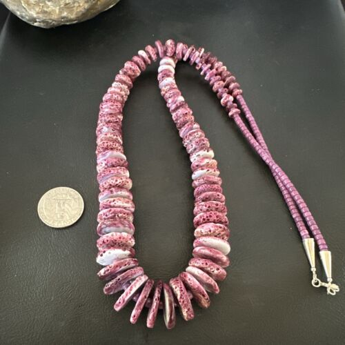 Purple Spiny Oyster Navajo Pearls Sterling Silver Necklace | Authentic Native American | 30" | 16814