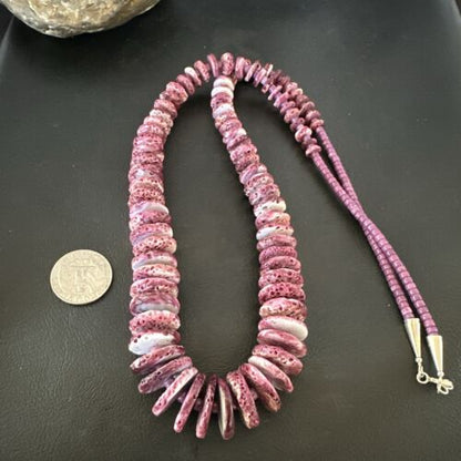 Purple Spiny Oyster Navajo Pearls Sterling Silver Necklace | Authentic Native American | 30" | 16814