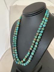 Navajo Sterling Silver Heishi Necklace | Blue Green Turquoise Beads | Authentic Native American Handmade | 02023