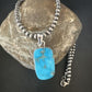 Blue Kingman Turquoise Pendant | Navajo Pearls | Sterling Silver Necklace 20" | 16696