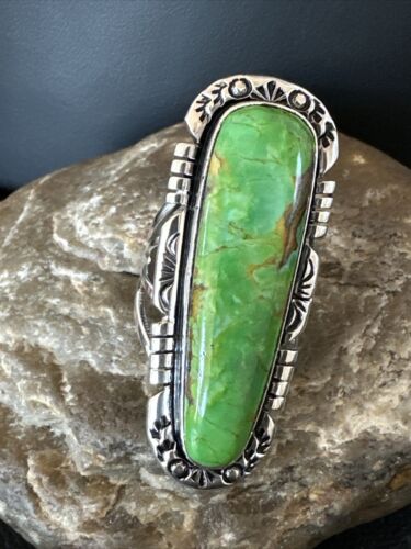 Women's Green Sonoran Turquoise Ring | Navajo Sterling Silver | Sz 9.5 | 16396