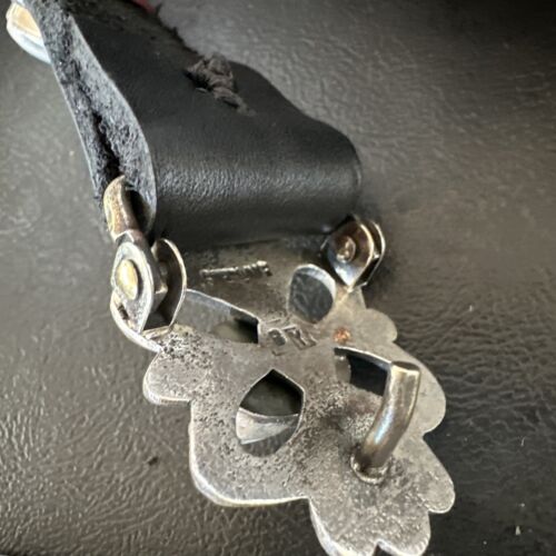 Men's White Buffalo Turquoise Concho Belt | Sterling Silver Navajo Tufa | Authentic Native American Handmade | 16684