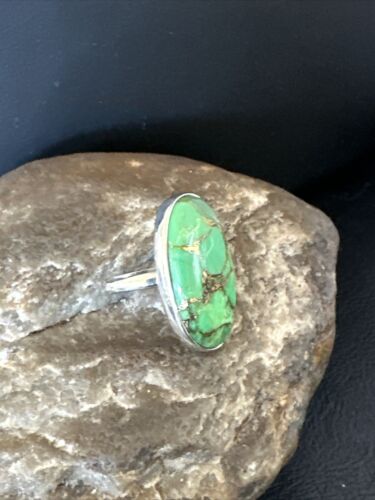 Southwestern Navajo Green Mojave Turquoise Ring | Sterling Silver | Sz 6 | 15598