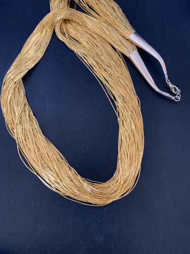 Navajo Gold Filled Heishi Tubes | 100 Strand Liquid Sterling Silver Necklace 21" | 17173