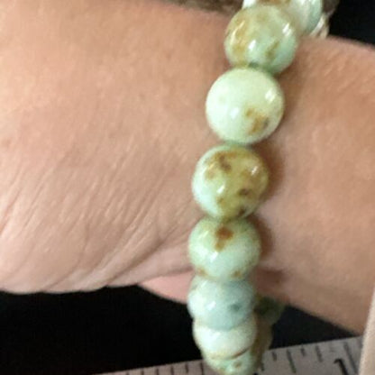 Women's Green Turquoise Stretch Bracelet | 10mm Stone | 7" | 15242