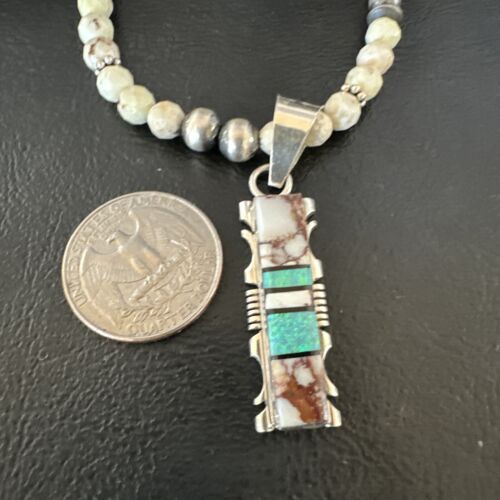 Women's Navajo Sterling Silver Wild Horse Opal Pendant Necklace | Multi-Stone | 15812 - Masha USA