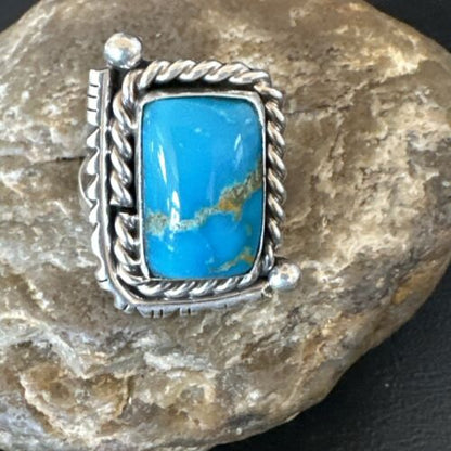 Men's Sterling Silver Blue Kingman Turquoise Ring | Sz 10 | Authentic Native American Handmade | 17647