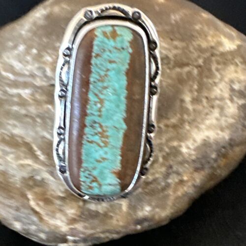 Navajo Blue Turquoise #8 Ring | Sterling Silver | Sz 10.5 | Authentic Native American Handmade | 16476
