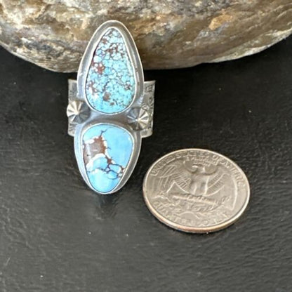 Navajo Blue Golden Hills Turquoise Multi-Stone Ring | Authentic Native American Sterling Silver | Sz 7 | 16284