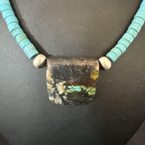 Navajo SpiderWeb Turquoise Heishi Pearls Necklace | Sterling Silver | 20" | Authentic Native American Handmade | 16911