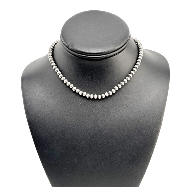 8mm Sterling Silver Navajo Pearls | Authentic Native American Handmade Necklace | Length 18"-26"