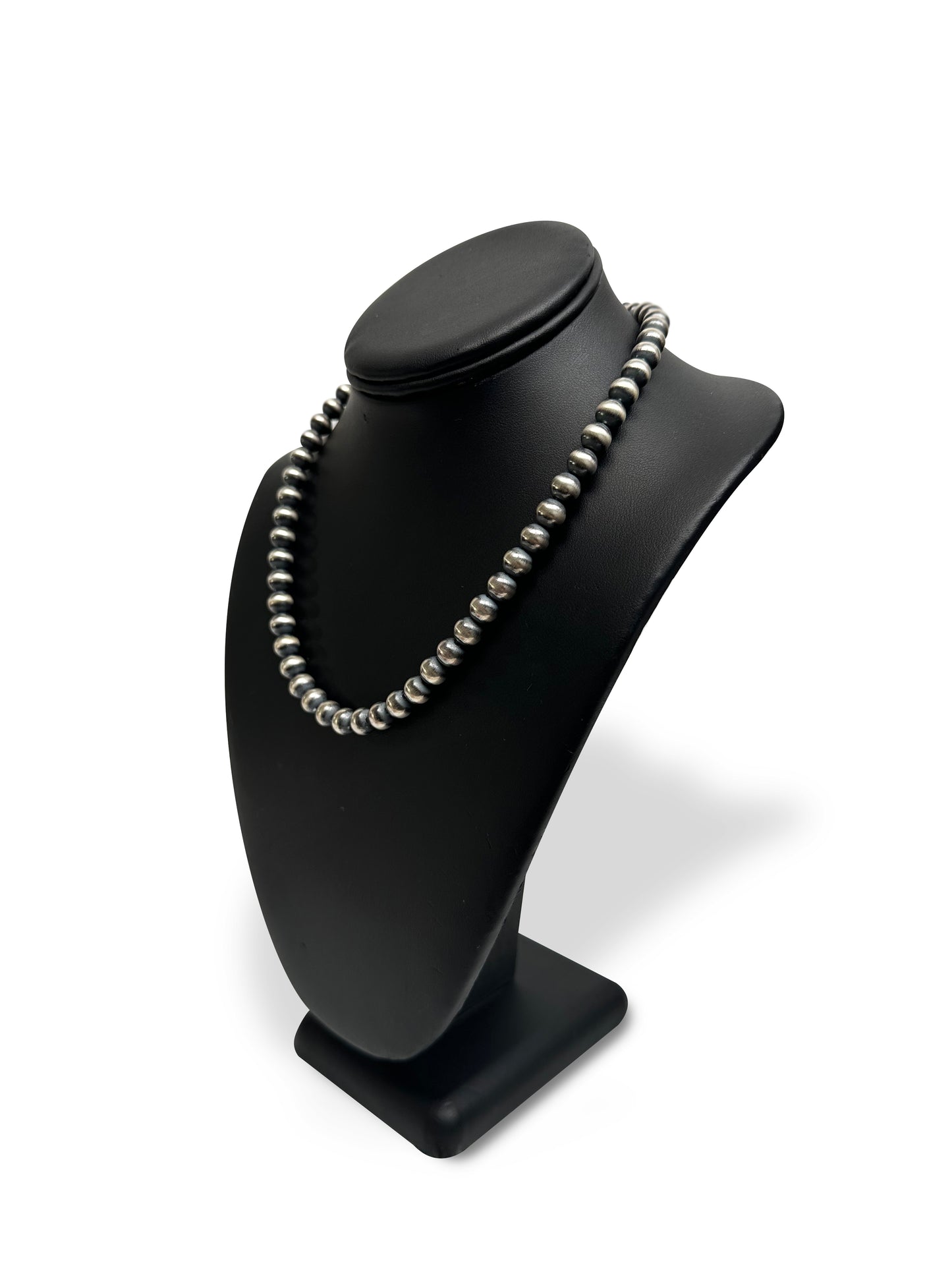 8mm Sterling Silver Navajo Pearls | Authentic Native American Handmade Necklace | Length 14"-96"
