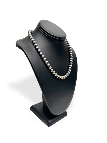 8mm Sterling Silver Navajo Pearls | Authentic Native American Handmade Necklace | Length 18"-26"