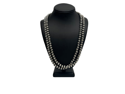 8mm Sterling Silver Navajo Pearls | Authentic Native American Handmade Necklace | Length 14"-96"