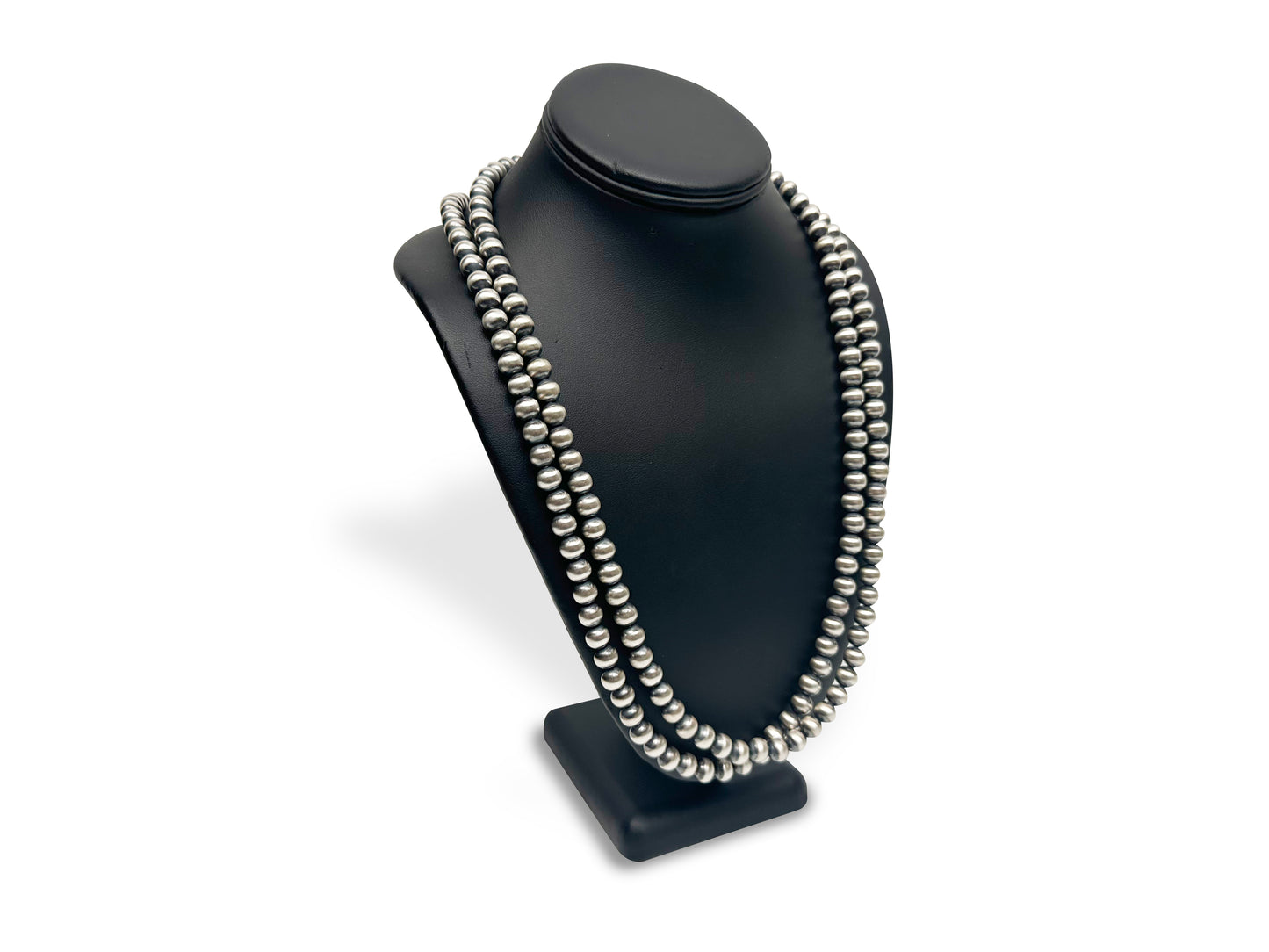 8mm Sterling Silver Navajo Pearls | Authentic Native American Handmade Necklace | Length 14"-96"