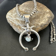 Navajo Opal Naja Pendant Necklace | Sterling Silver | 20" | Authentic Native American Handmade | 17661