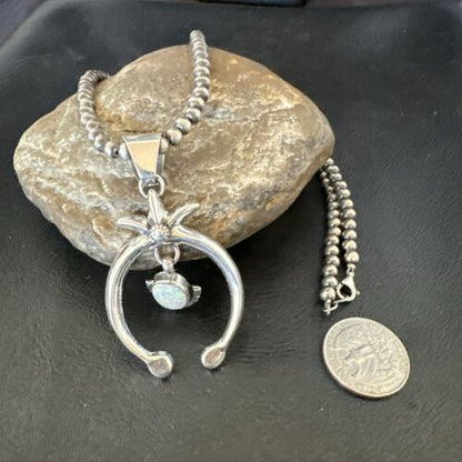 Navajo Opal Naja Pendant Necklace | Sterling Silver | 20" | Authentic Native American Handmade | 17661
