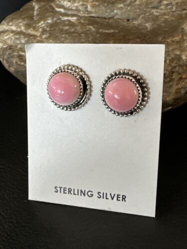 Navajo Sterling Silver Pink Conch Shell Cluster Earrings | Handmade | 16154