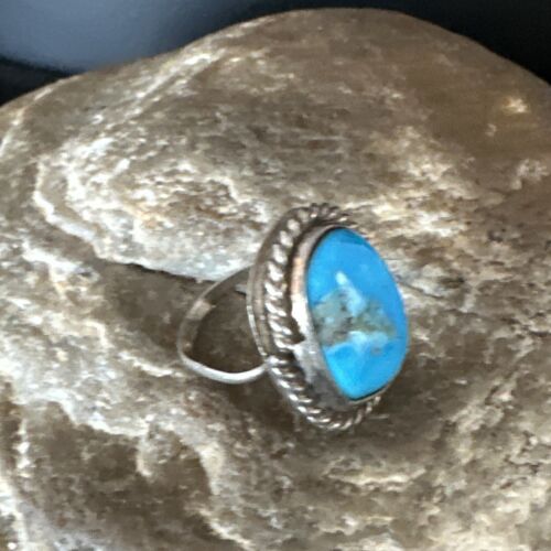 Southwestern Navajo Blue Turquoise Ring | Sterling Silver | Sz 3 | 15359