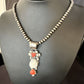 Navajo White Buffalo Coral Necklace | Sterling Silver | Native American Handmade | 15450