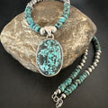 Men's Blue Spiderweb Turquoise Pendant Necklace | Navajo Sterling Silver | Authentic Native American Handmade | 17083