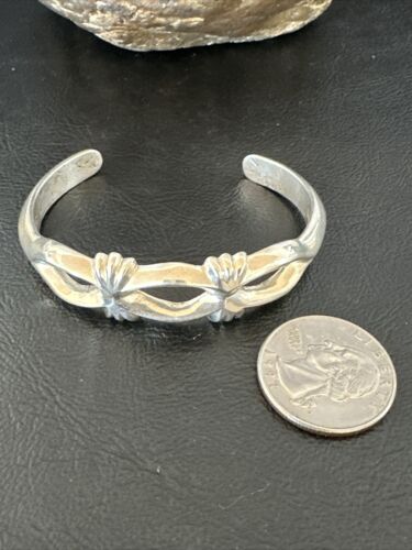 Navajo Tufa Cast Cuff Bracelet | Sterling Silver | Authentic Native American Handmade | 17219